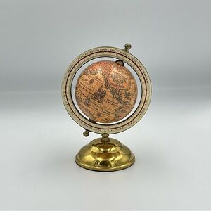 Vintage World Globe, Brass Pedestal Base, Geographical, Mantel Decor, Home Decor